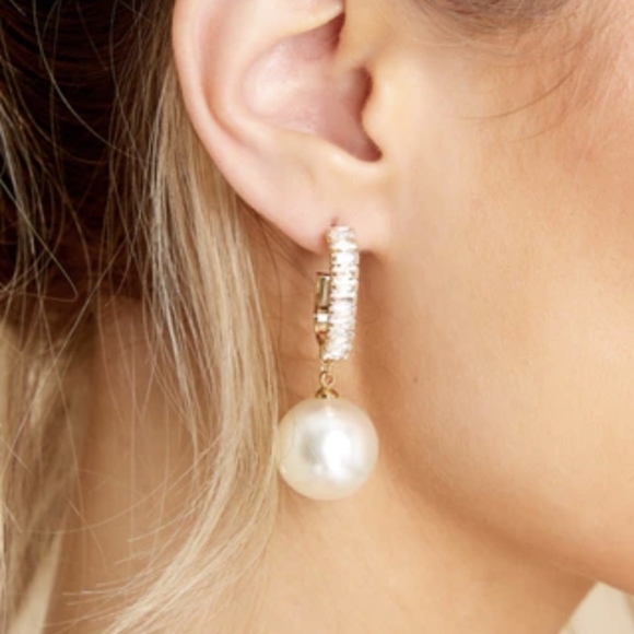 Reddress Graceful Shine Gold Pearl Earrings - Picture 1 of 2